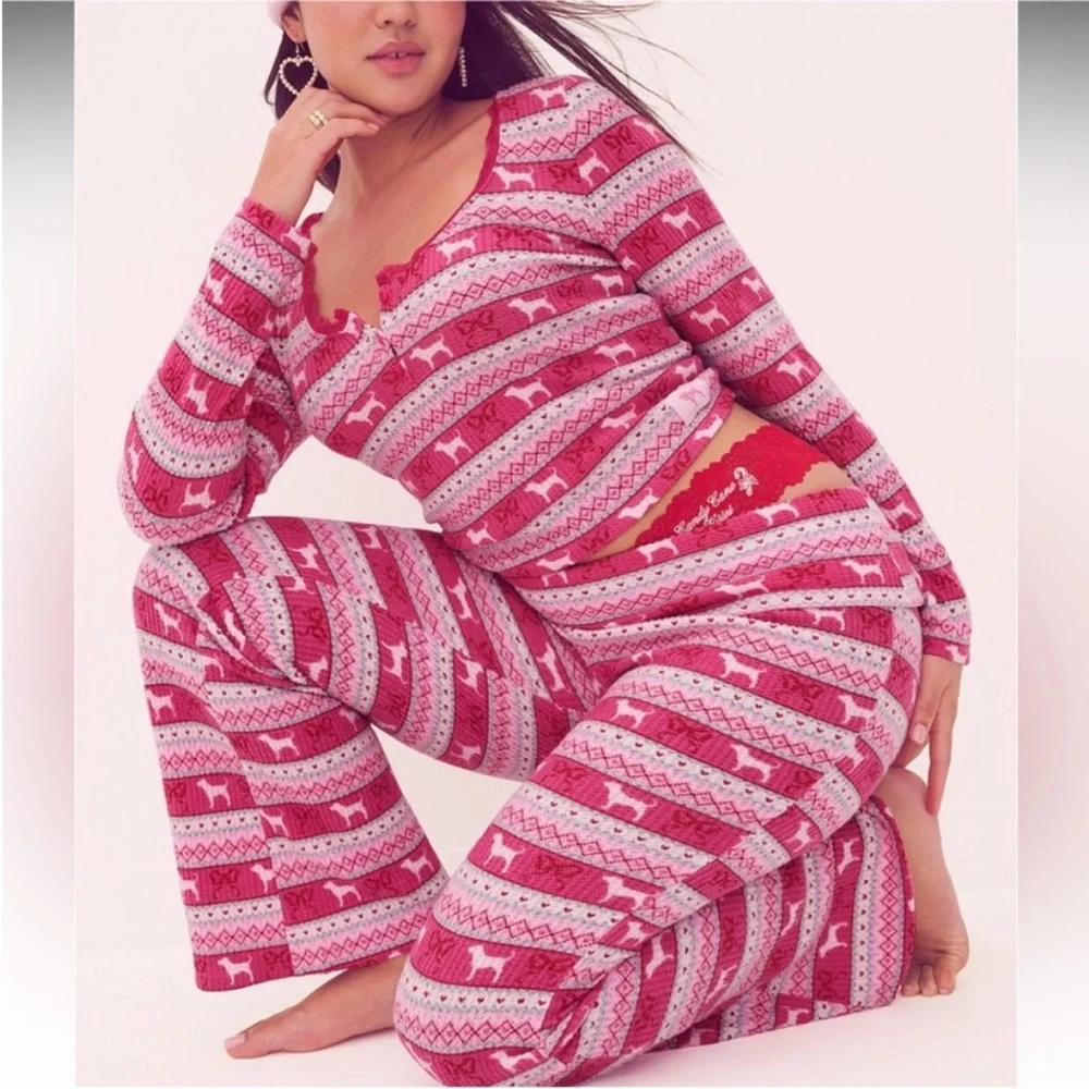 LoveShackFancy X PINK Waffle Knit Pajama Set